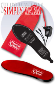 Werbung für unsere Thermo Soles, beheizbaren Sohlen inklusive Ladegerät und fix eingebauten Akkus